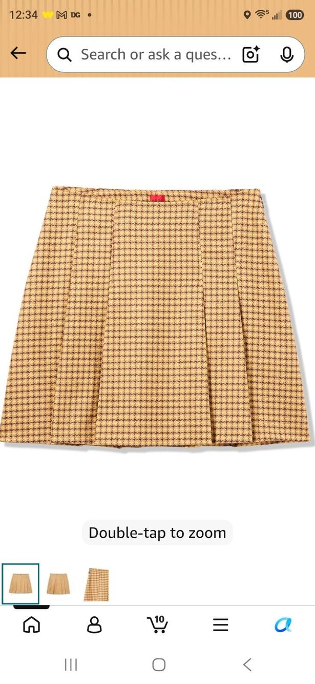 HUGO Women's Roballo Mini Check Skirt Butternut Check
